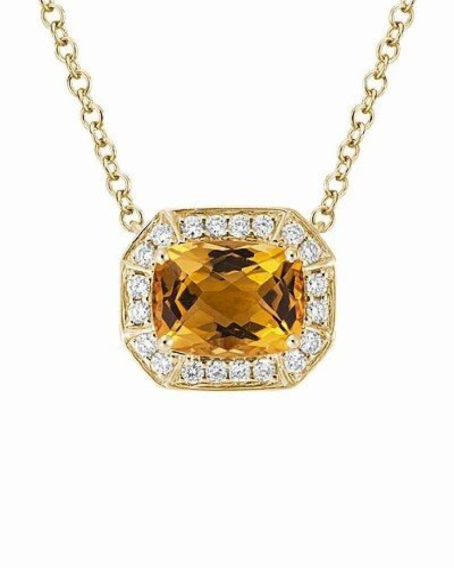 Necklaces * | Diamond Select Cuts 14K 1.58 Ct. Tw. Diamond & Citrine Necklace Women