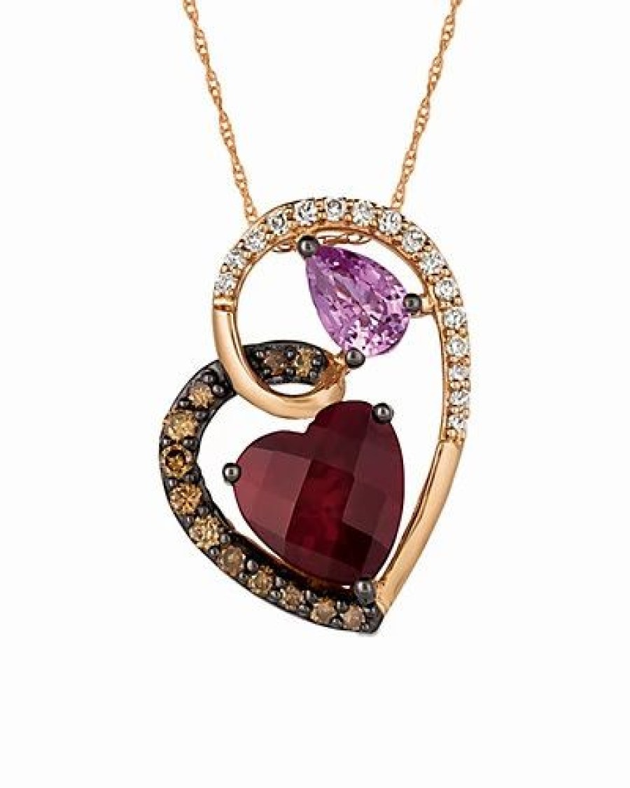 Necklaces * | Le Vian 14K Rose Gold 3.05 Ct. Tw. Diamond & Gemstone Pendant Necklace Women