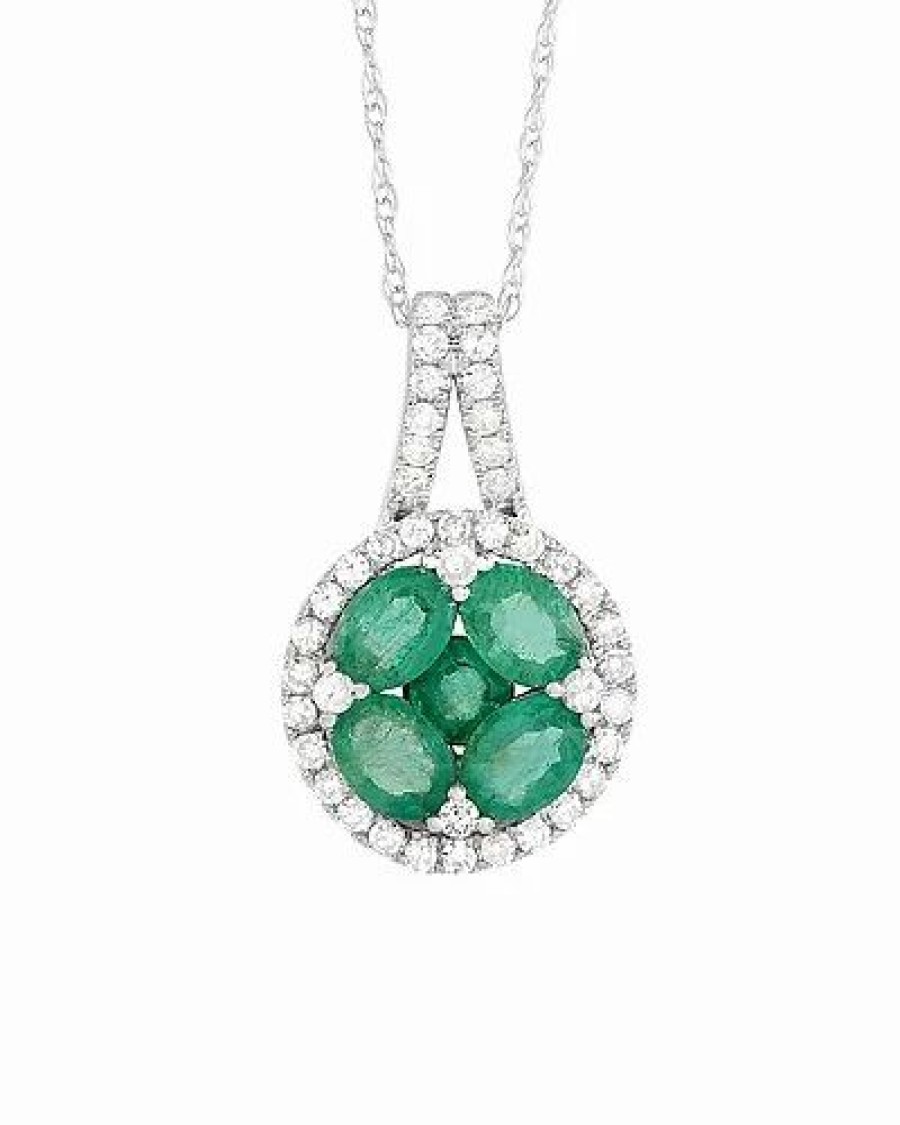 Necklaces * | Diamond Select Cuts 14K 1.25 Ct. Tw. Diamond & Emerald Necklace Women