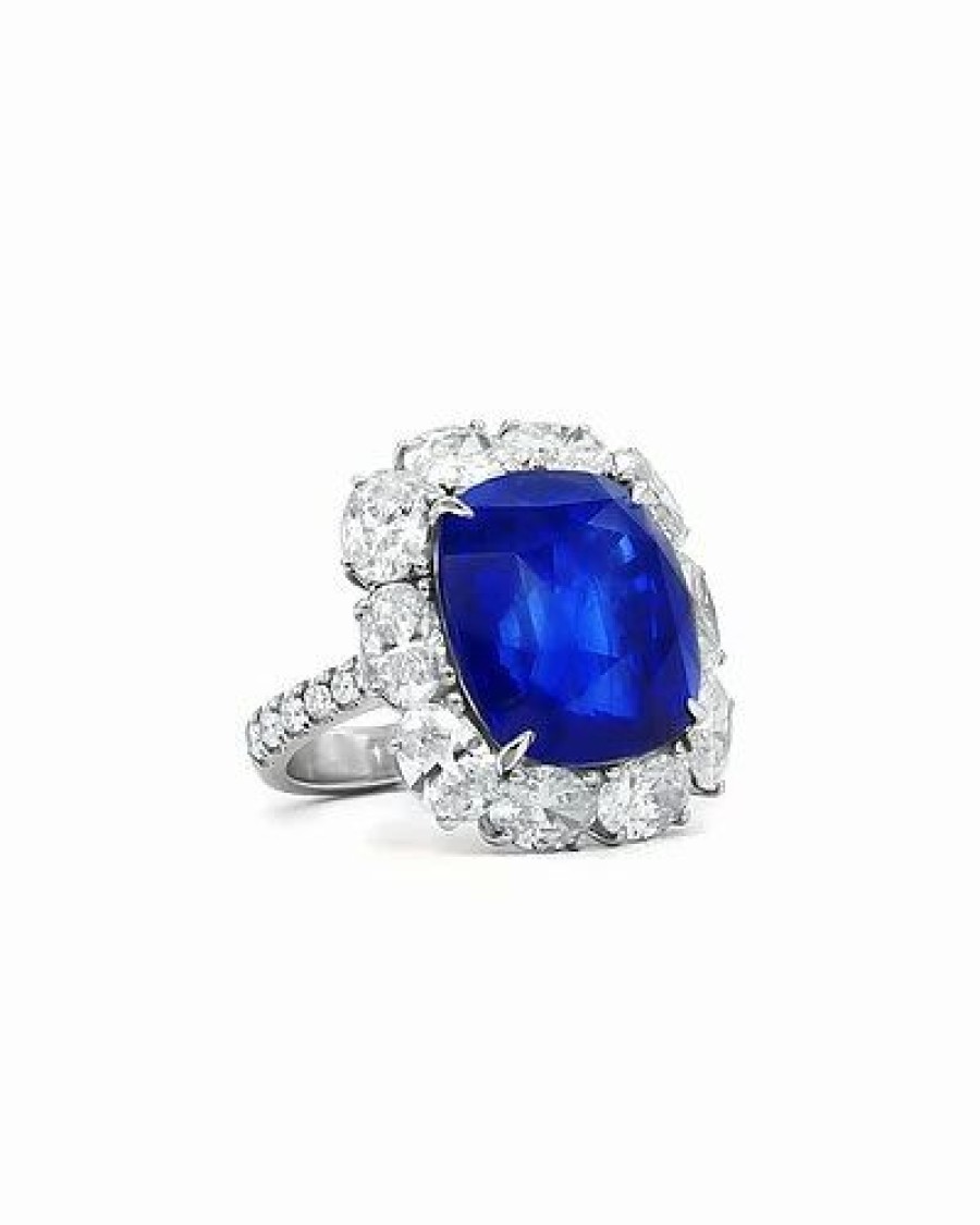 Rings * | Diana M. Fine Jewelry Platinum 30.08 Ct. Tw. Diamond & Sapphire Ring Women