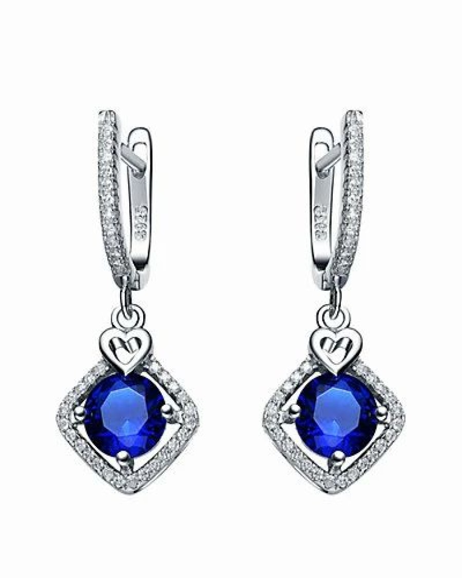 Earrings * | Genevive Silver Cz Drop Earrings Women