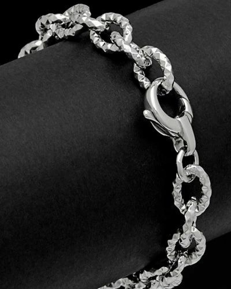 Bracelets * | Italian Silver Diamond Cut Bracelet Women