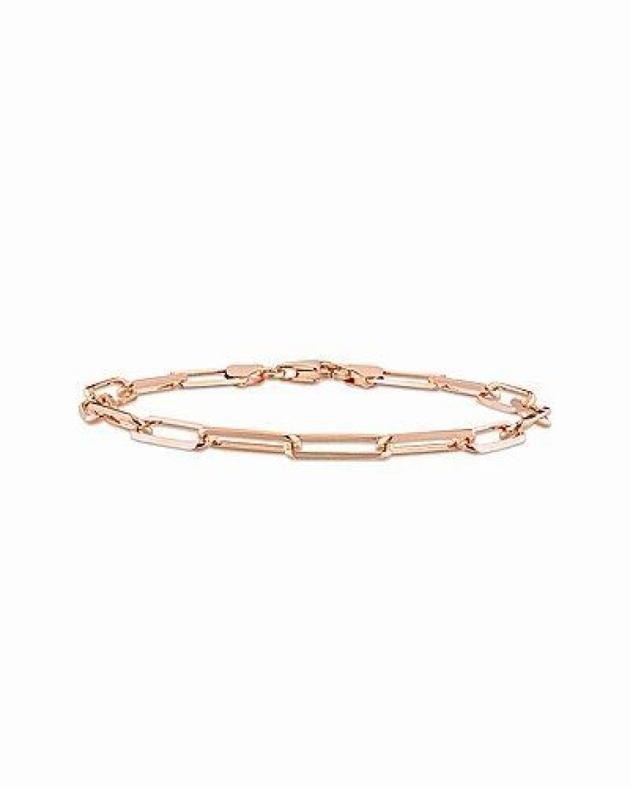 Bracelets * | 18K Rose Gold Over Italian Silver Paperclip Chain Bracelet Women