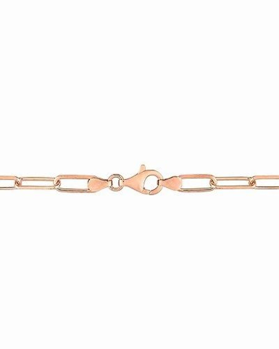 Bracelets * | 18K Rose Gold Over Italian Silver Paperclip Chain Bracelet Women