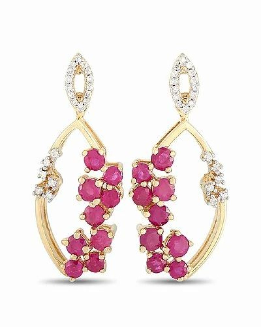 Earrings * | Diamond Select Cuts 14K Diamond & Ruby Earrings Women