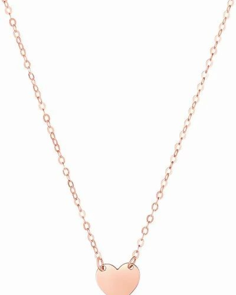 Necklaces * | Italian Gold 14K Italian Rose Gold Mini Heart Pendant Necklace Women