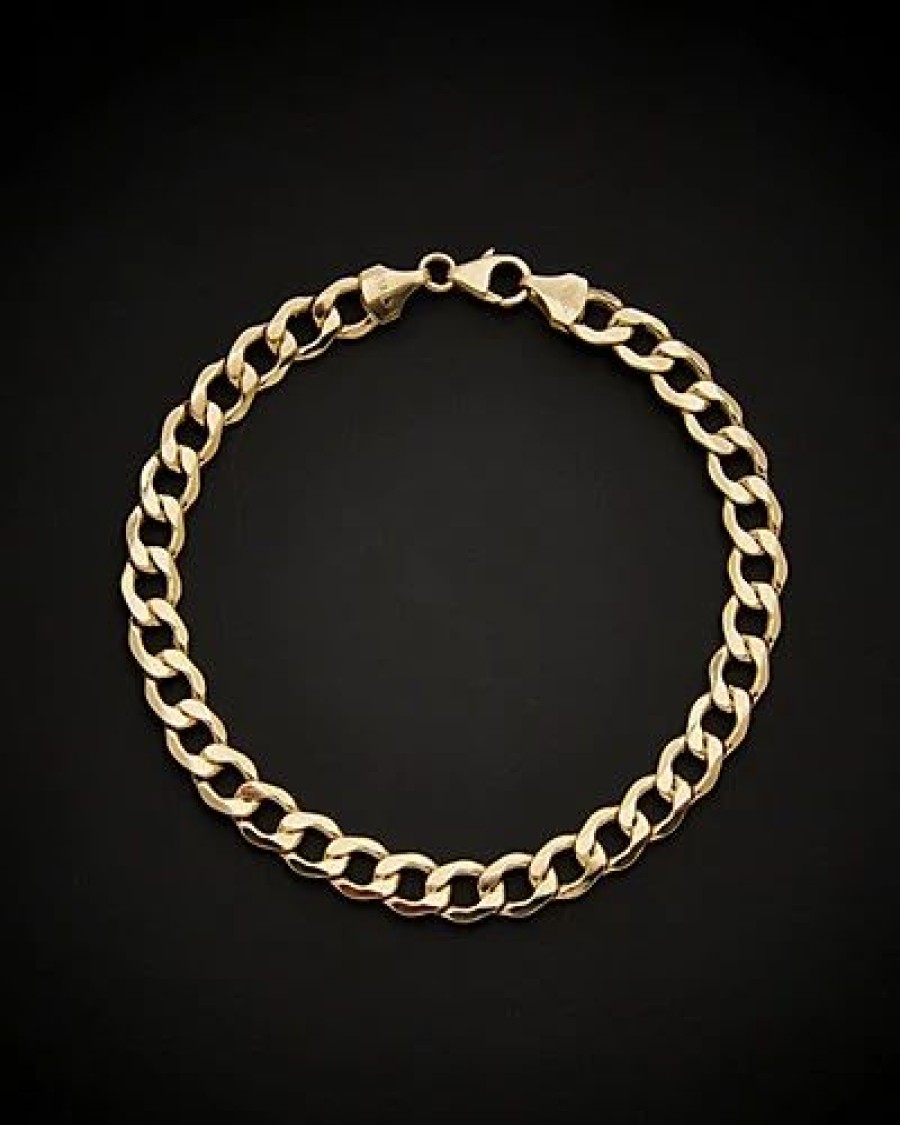 Bracelets * | 14K Italian Gold Air Solid Curb Link Bracelet Women