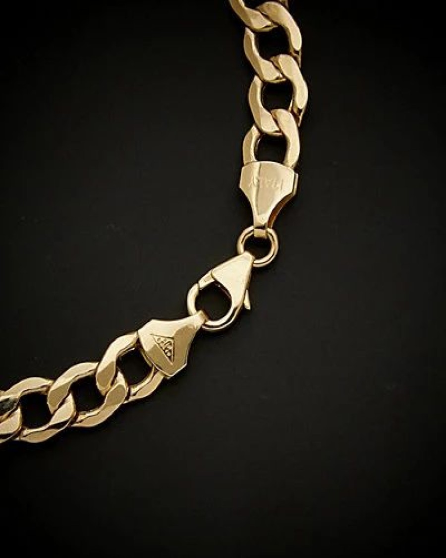 Bracelets * | 14K Italian Gold Air Solid Curb Link Bracelet Women