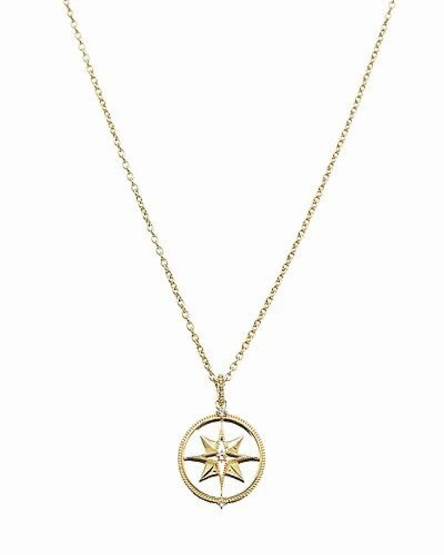 Necklaces * | Judith Ripka Little Jewels 14K Over Silver White Topaz Star Of David Charm Necklace Women