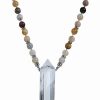 Necklaces * | Eye Candy La Gemstone Amazonite & Clear Quartz Knotted Necklace Women