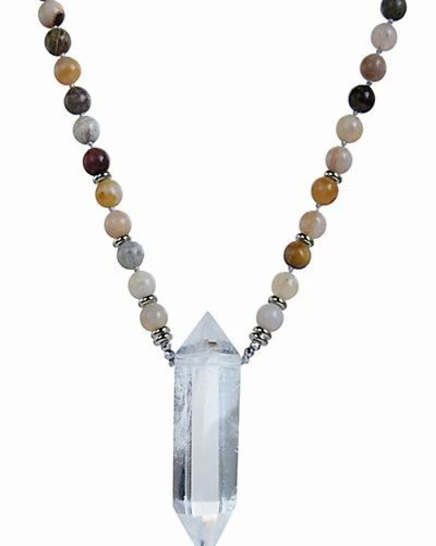 Necklaces * | Eye Candy La Gemstone Amazonite & Clear Quartz Knotted Necklace Women