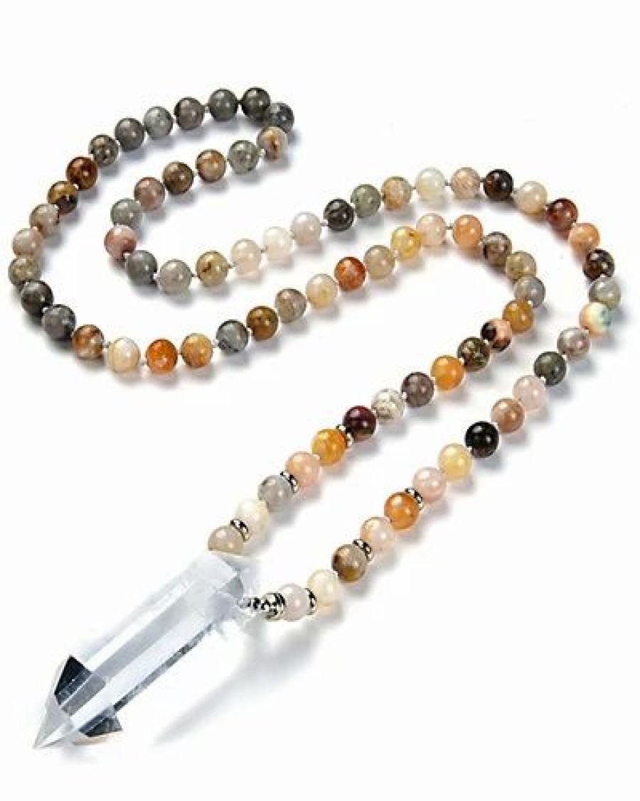 Necklaces * | Eye Candy La Gemstone Amazonite & Clear Quartz Knotted Necklace Women