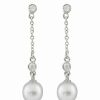 Earrings * | Splendid Pearls 14K Diamond 7-7.5Mm Pearl Earrings Women