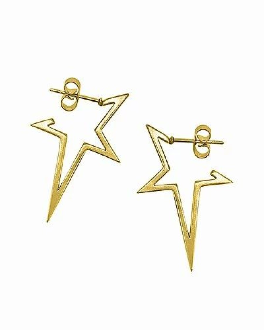 Earrings * | Adornia 14K Plated Star No.1 Hoops Women