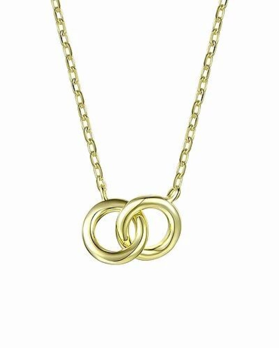 Necklaces * | Rachel Glauber 14K Plated Double Ring Necklace Women