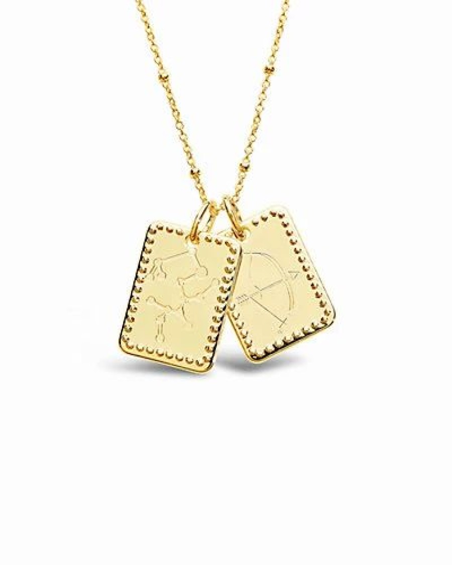 Necklaces * | Sterling Forever 14K Plated Sagittarius Zodiac Tag Necklace Women