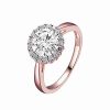 Rings * | Genevive 14K Rose Gold Vermeil Cz Ring Women