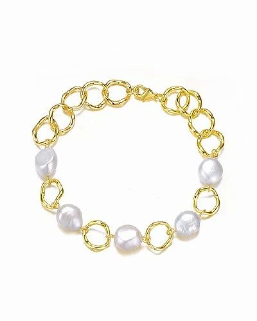 Bracelets * | Genevive 18K Over Silver 8-9Mm Pearl Bracelet Women