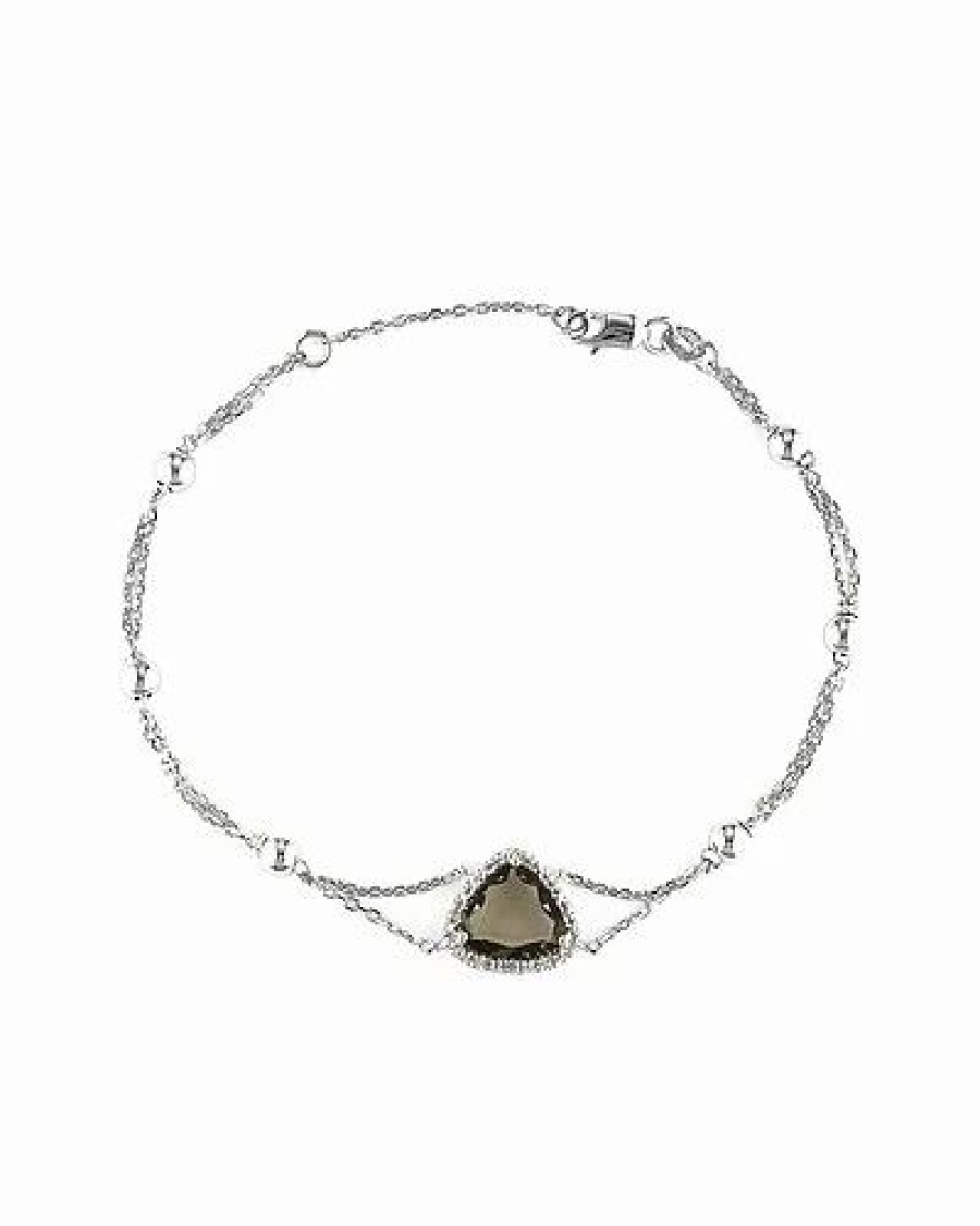 Bracelets * | Gemstones Silver 1.53 Ct. Tw. Diamond & Smoky Quartz Bracelet Women