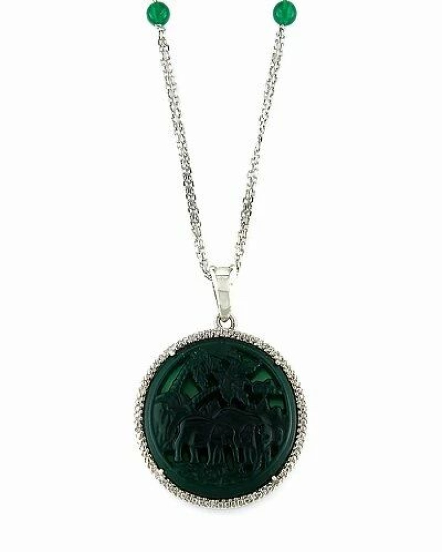 Necklaces * | Diamond Select Cuts Ver Diamond & Green Agate Necklace Women