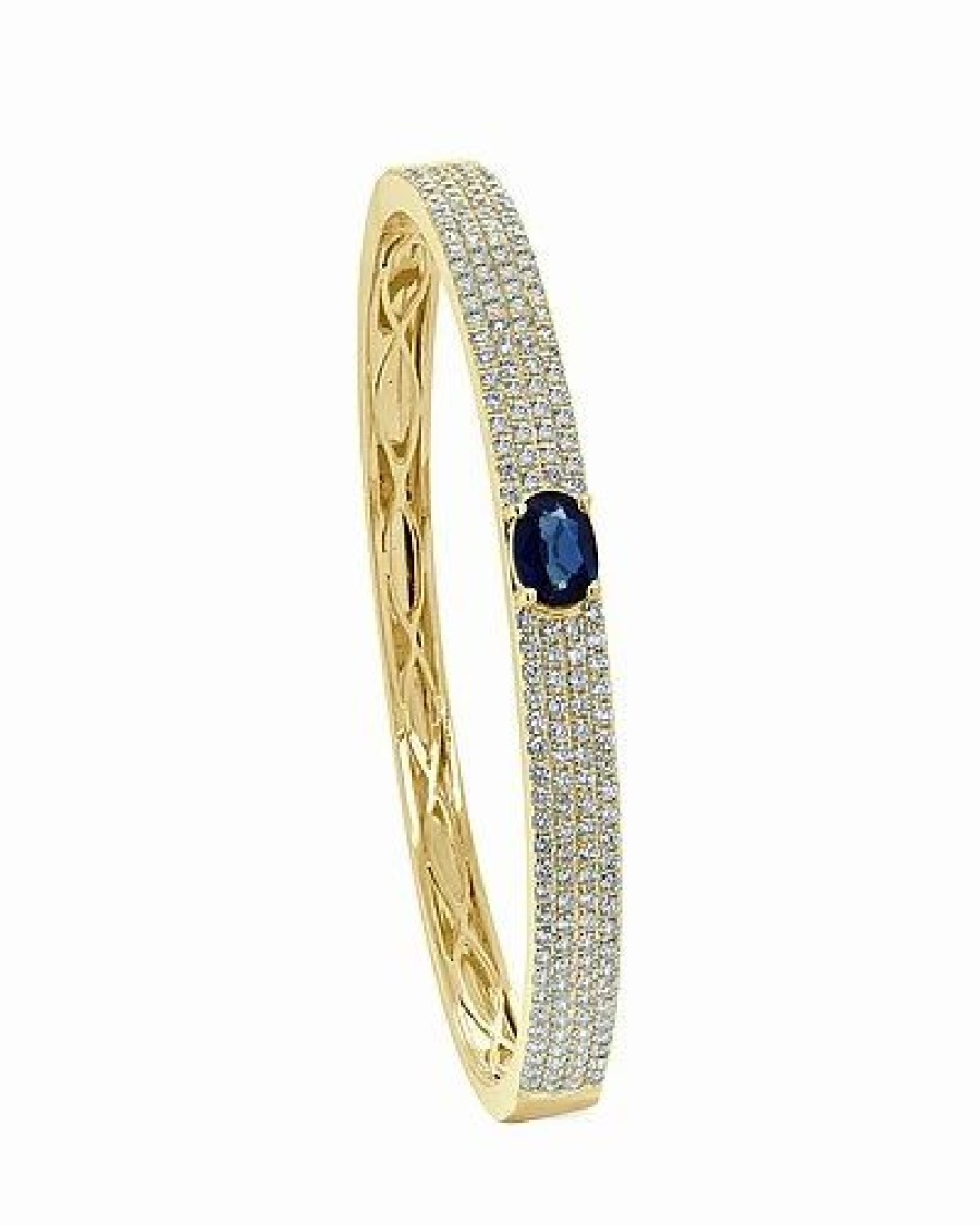 Bracelets * | Sabrina Designs 14K 3.60 Ct. Tw. Diamond & Sapphire Bangle Bracelet Women