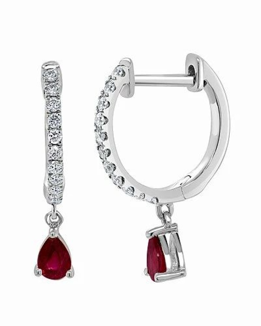 Earrings * | Sabrina Designs 14K 0.54 Ct. Tw. Diamond & Ruby Drop Earrings Women