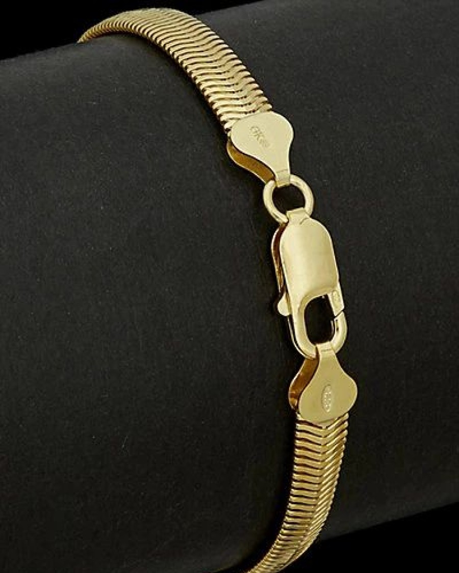 Bracelets * | Italian Silver 18K Italian Gold Over Silver Snake Bracelet Women