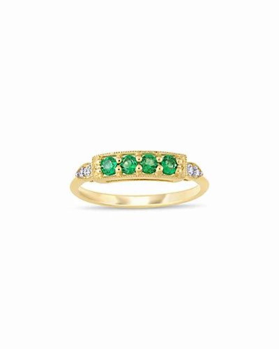 Rings * | Rina Limor 10K 0.16 Ct. Tw. Diamond & Emerald Ring Women