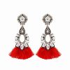 Earrings * | Eye Candy La Uxe Collection Crystal Red Fringe Drop Statement Earrings Women