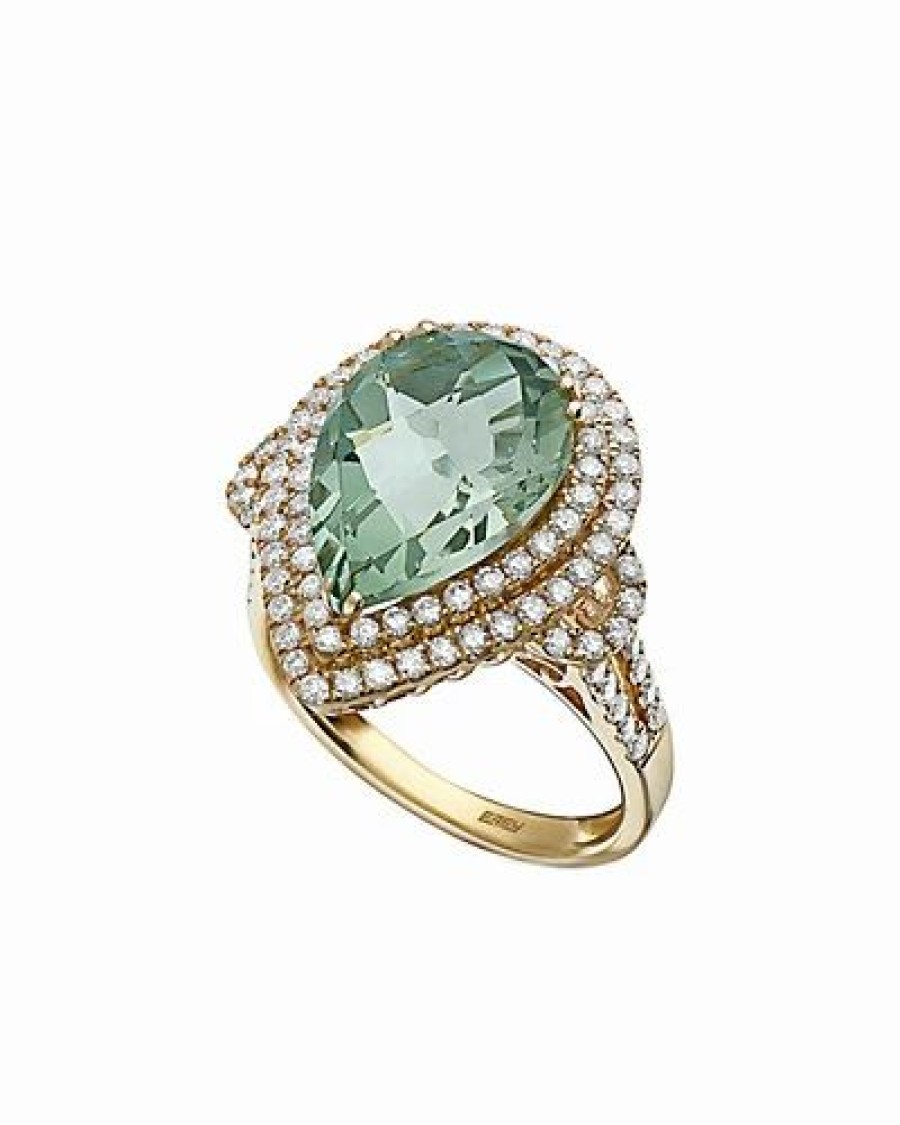 Rings * | Effy Fine Jewelry 14K 6.85 Ct. Tw. Diamond & Green Amethyst Ring Women