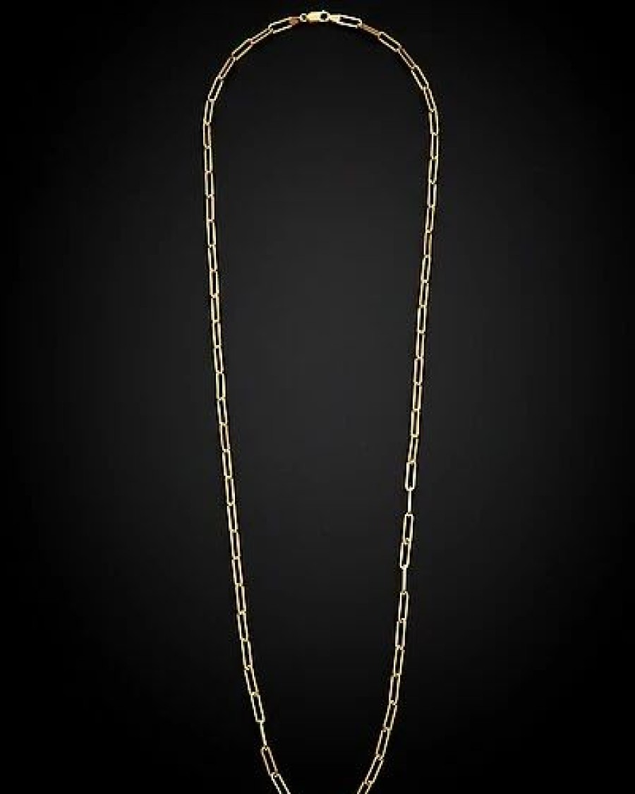 Necklaces * | 14K Italian Gold Paperclip Chain Necklace Women