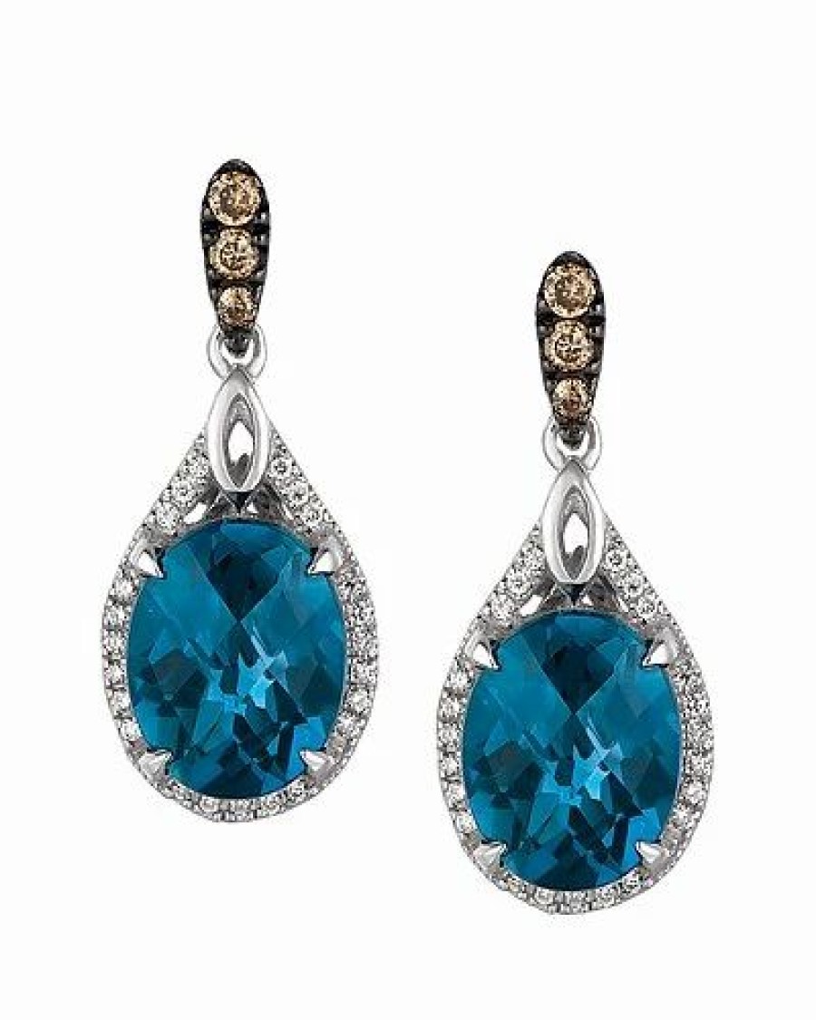 Earrings * | Le Vian 14K 7.90 Ct. Tw. Diamond & London Blue Topaz Earrings Women