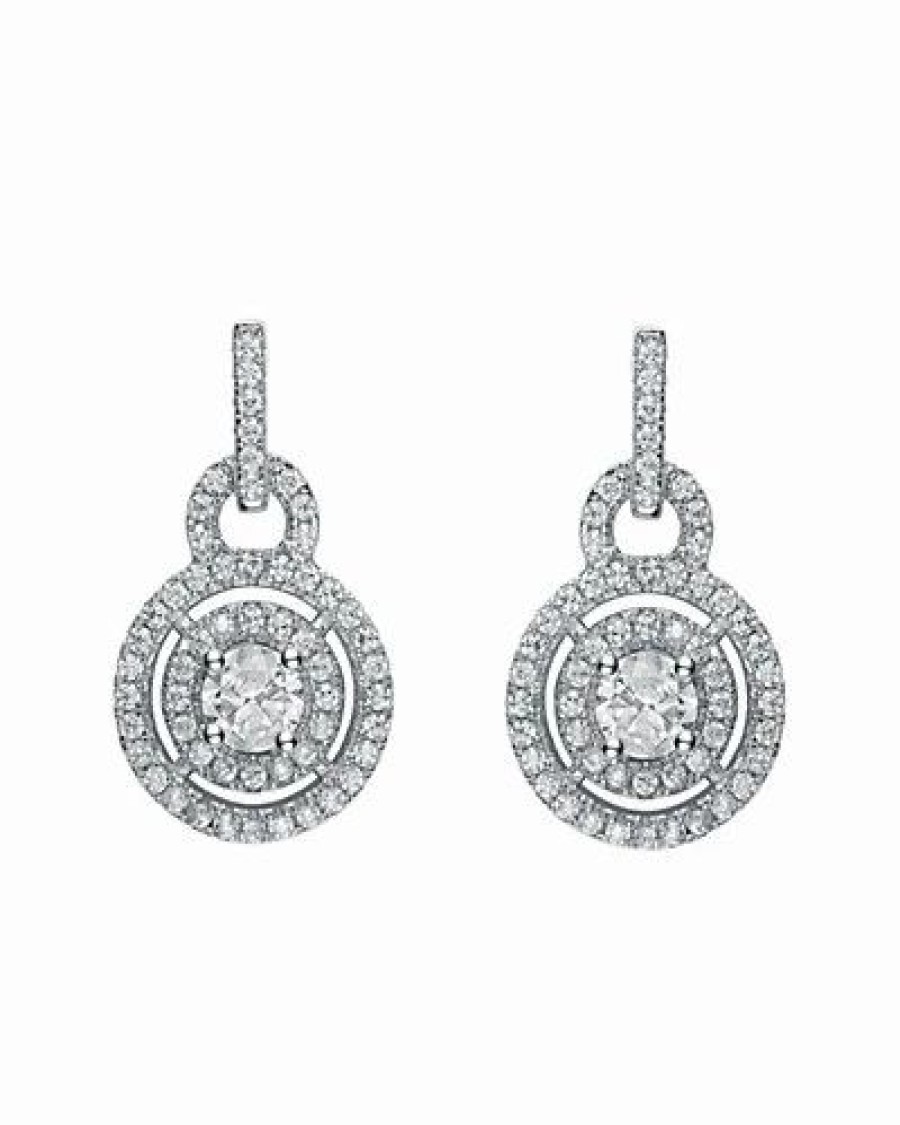 Earrings * | Genevive Silver Cz Earrings Women