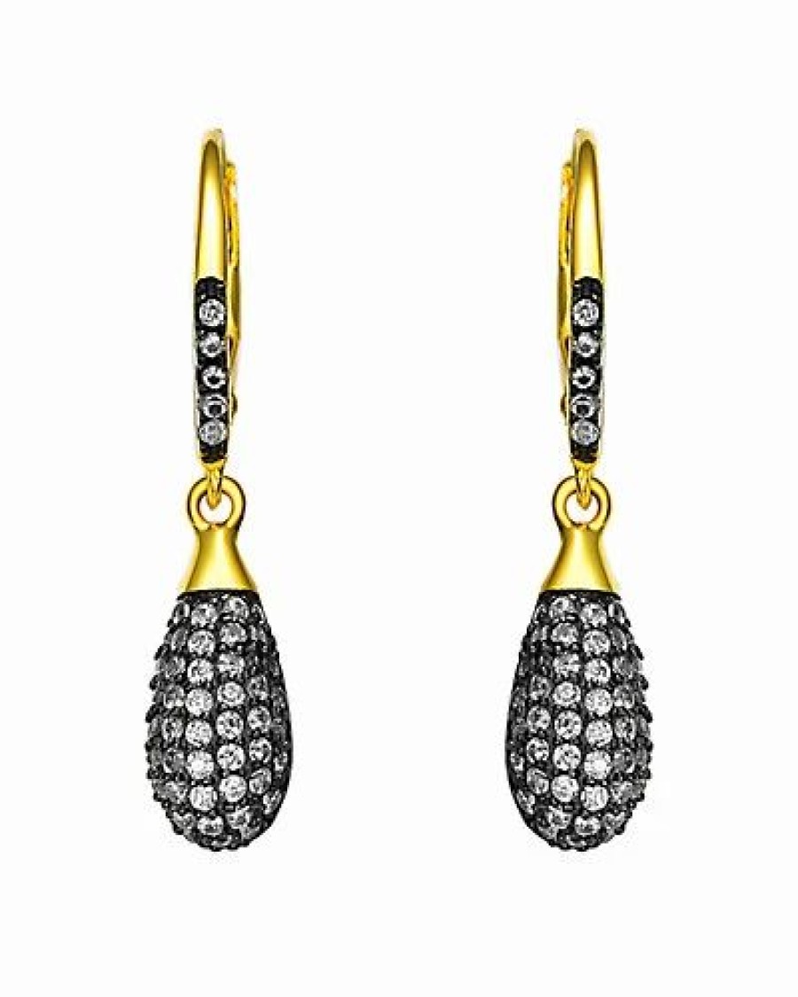 Earrings * | Genevive 14K & Rhodium Over Silver Cz Earrings Women