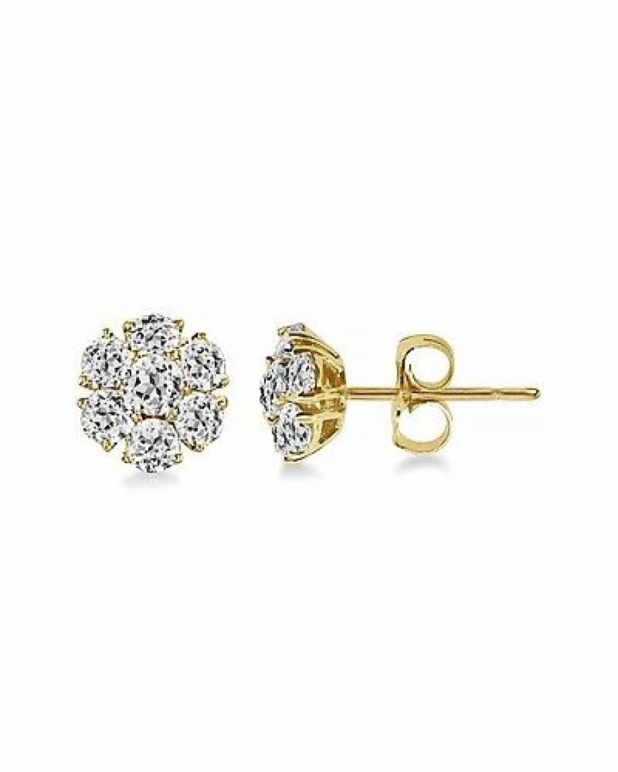 Earrings * | Diana M. Fine Jewelry 14K 1.60 Ct. Tw. Diamond Cluster Flower Earrings Women