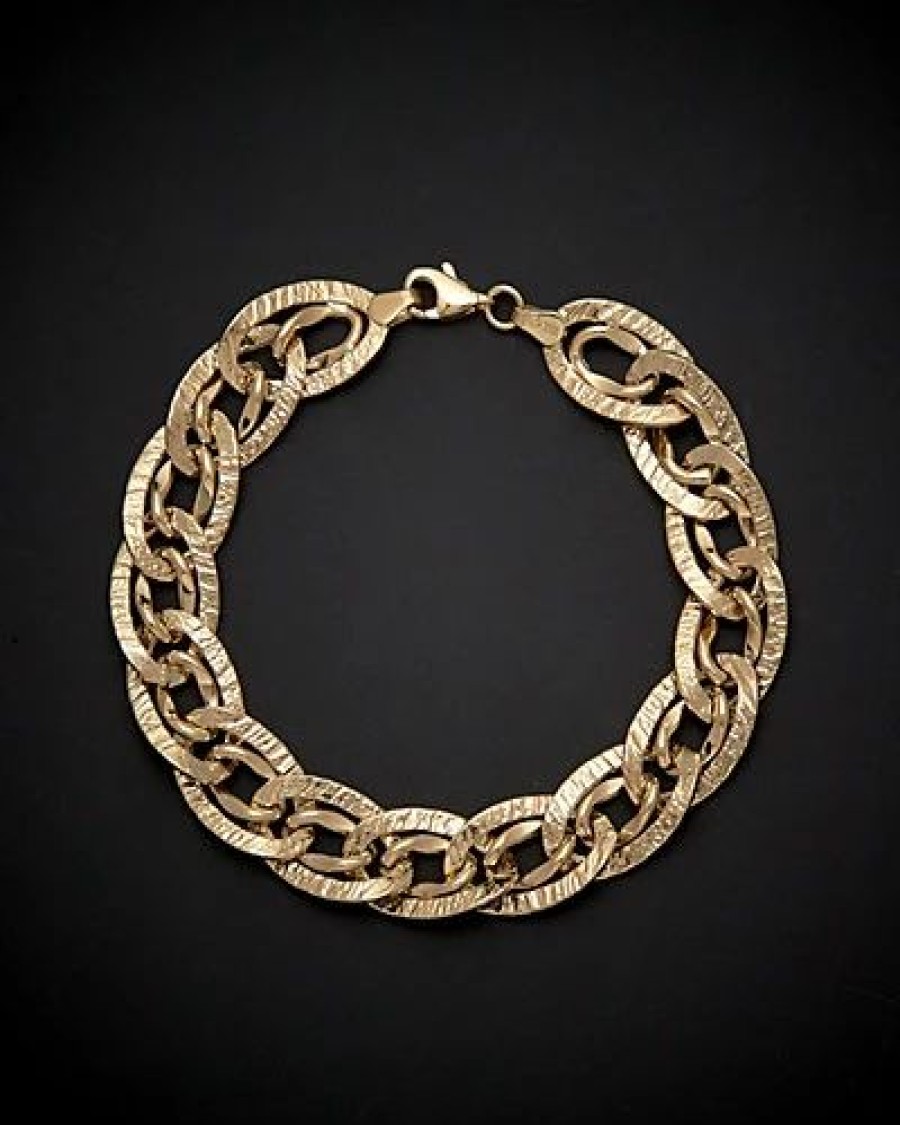 Bracelets * | 14K Italian Gold Double Oval Link Bracelet Women